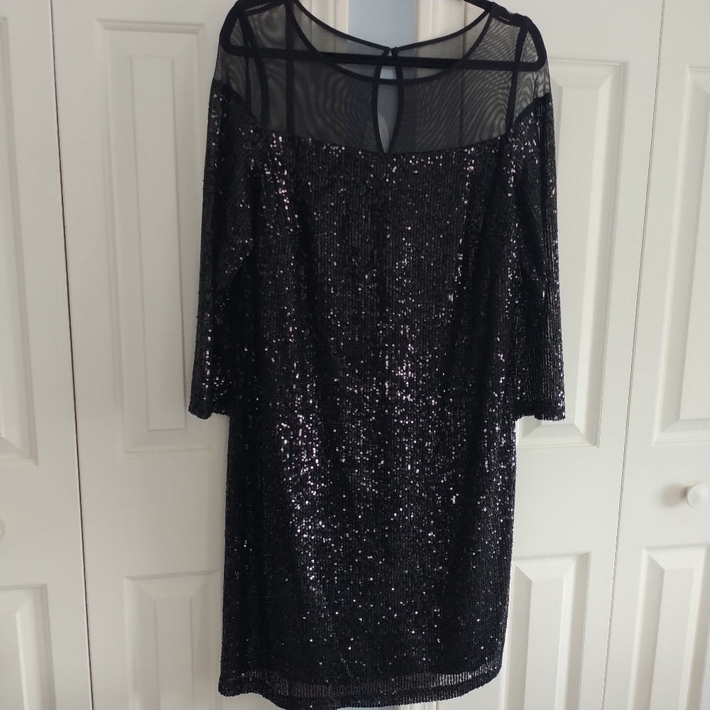 R&M Richards Black Sequins Mesh Dress Special Occasions 14 - Picture 6 of 14
